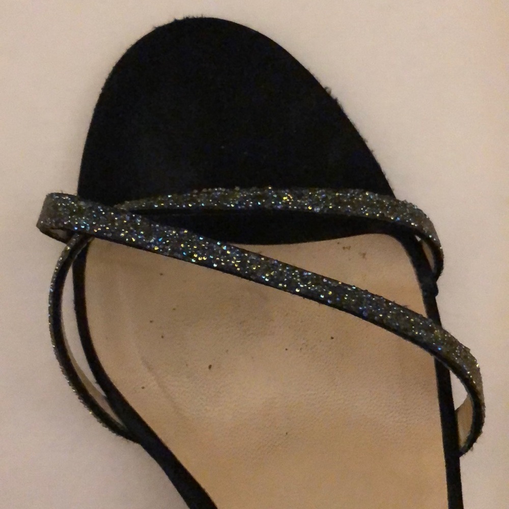 Preloved Jimmy Choo Dust on Black Satin heels